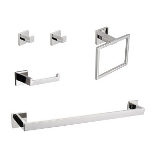 ChicFurnit Bathroom Towel Holder 5 Piece Set for Stylish Organization and Versatile Home Use, Silver, 24.3"*6.2"*3.3" - 1 of 4