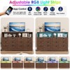 Modern 6 Drawer Dresser with Power Outlet & LED Lights, Large Wooden Dresser for Bedroom, TV Stand Storage Chest, Double Row Drawers with Handles - 4 of 4
