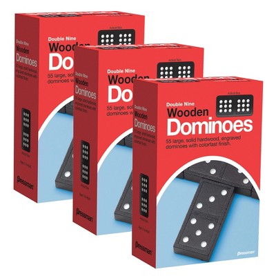 Pressman Double Nine Wooden Dominoes Game, 3 Packs