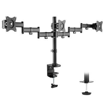 Mount-It! Full Motion Triple Monitor Mount 3 Screen Desk Stand for LCD Computer Monitors for 19 - 27 Inch Monitors, 54 Lbs. Weight Capacity, Black