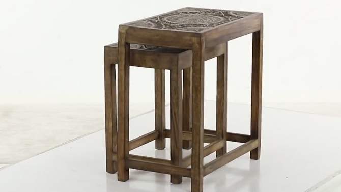 Set of 2 Eclectic Wood Accent Table - Olivia & May, 2 of 27, play video
