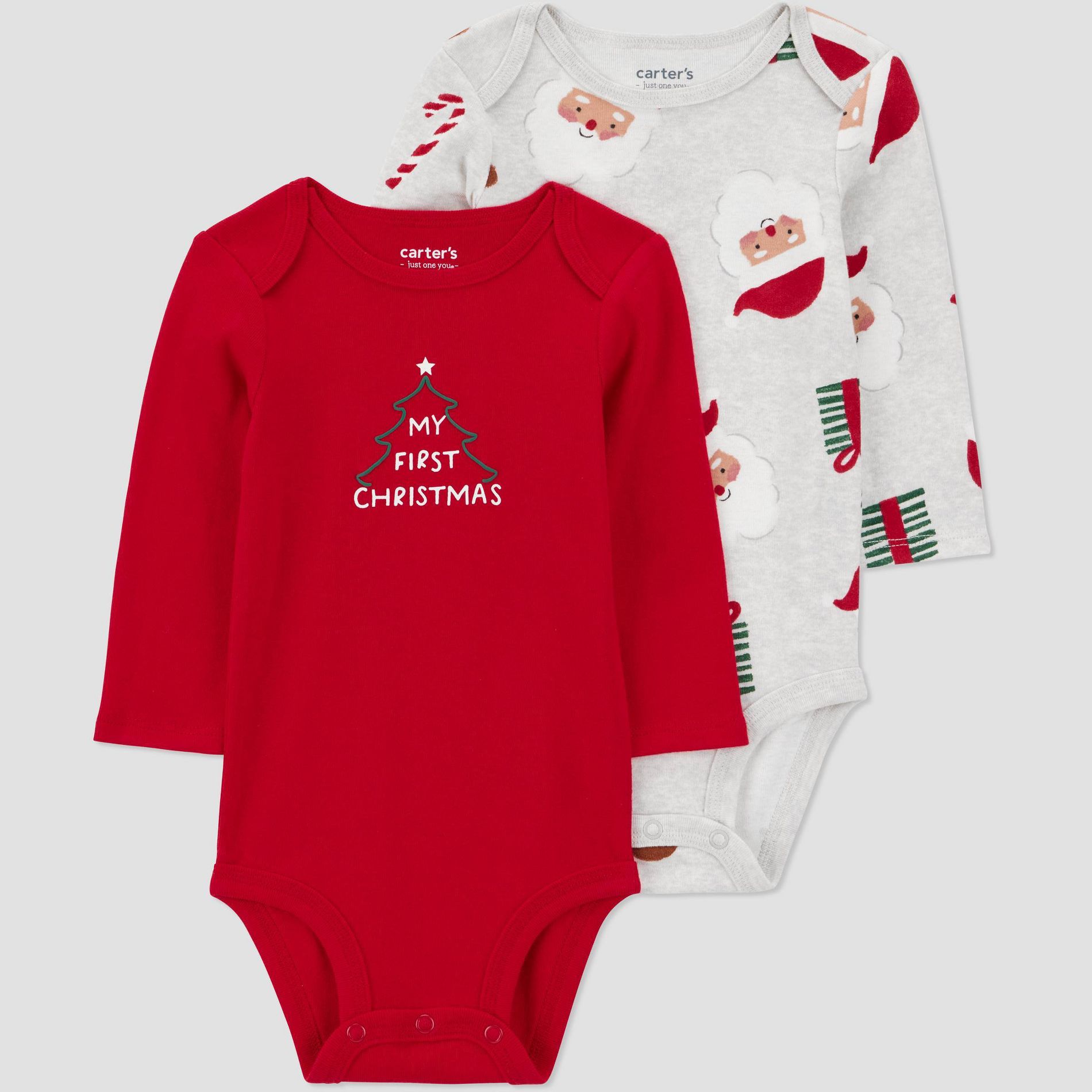 Carter's Just One You® Baby 2pk My First Christmas Bodysuit - Red/Gray