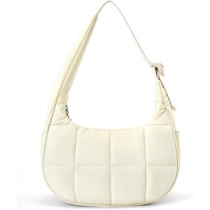 Crescent Shoulder Bag for Women, Nylon Quilted Shoulder Purses, Puffy Handbags with Adjustable Strap - 1 of 4