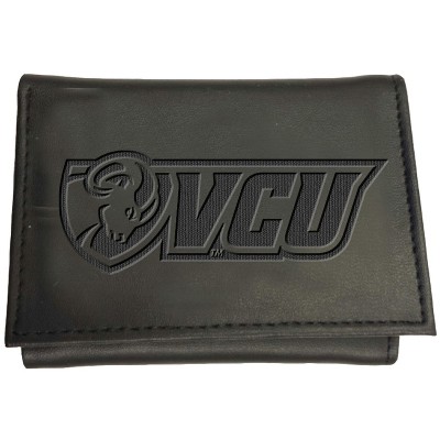 Evergreen NCAA VCU Rams Black Leather Trifold Wallet Officially Licensed with Gift Box