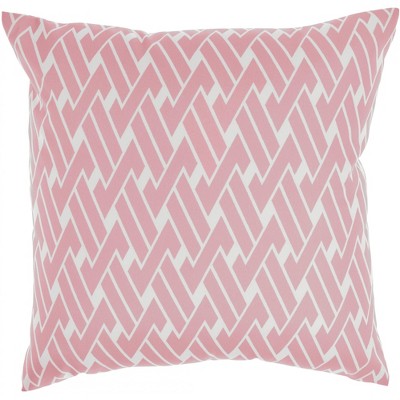 Coral and White Leaf Pattern 20" Square Outdoor Throw Pillow