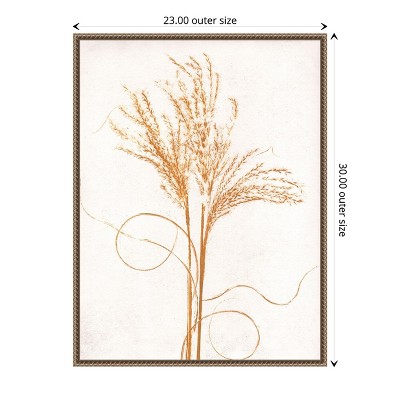 Mustard and Silvergrass Beaded Framed Canvas Wall Art