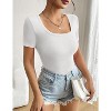 Zeagoo Women's Short Sleeve T Shirts Casual Summer Basic Scoop Neck Slim Fit Rib Knit Business Work Tee Tops - 4 of 4