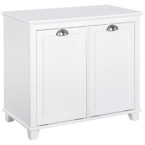 Resenkos Bathroom Floor Cabinet,Bathroom Storage Cabinet with 2-Compartment Hamper, Modern Bathroom Floor Cabinet for Washroom, White - 1 of 4