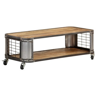 vidaXL Coffee Table Natural Mango Wood Solid Mango Wood, Steel