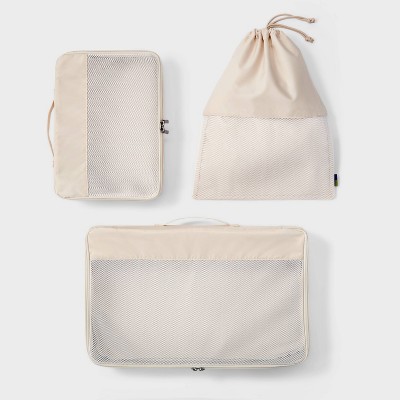 3pc Packing Cube & Laundry Bag Set Beige - Open Story™️ - Wishupon