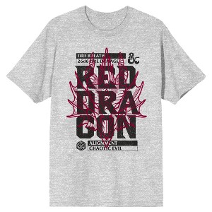 Dungeons & Dragons Red Dragon Line Art Men's Athletic Heather T-shirt - 1 of 1