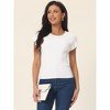 Seta T Women's Casual Cap Sleeve Knit Crewneck Basic Summer Solid Color Blouse - 2 of 4
