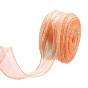Unique Bargains Gift Wrapping Wide Sheer Wired Pastel Shimmer Iridescent Chiffon Ribbons 1 Pc - 1 of 4