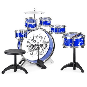 Best Choice Products 11-Piece Kids Starter Drum Set w/ Bass Drum, Tom Drums, Snare, Cymbal, Stool, Drumsticks - 1 of 4
