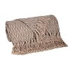 HomeRoots 52" X 67" Brown Woven Cotton Chevron Throw Blanket with Fringe - 4 of 4