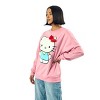 Hello Kitty Big Face Plush Character Women's Pink Crew Neck Long Sleeve Oversized Fleece Sweatshirt - 3 of 4