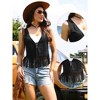 INSPIRE CHIC Women's V Neck Fringe Cowgirl Sleeveless Faux Tie-Up Front Suede Cropped Vest - 2 of 4