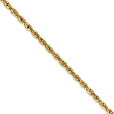 Black Bow Jewelry 3mm 14k Yellow Gold Hollow Rope Chain Necklace