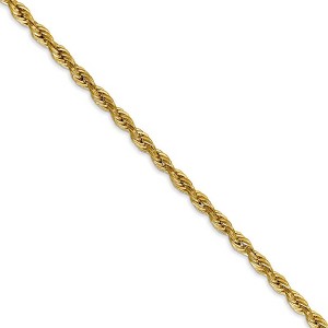 Black Bow Jewelry 3mm 14k Yellow Gold Hollow Rope Chain Necklace - 1 of 4