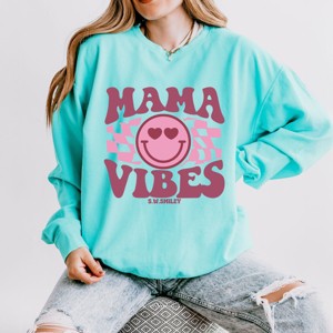 Simply Sage Market S.W.Smiley Checkered Mama Vibes Retro Lightweight Garment Dyed Sweatshirt - 1 of 4