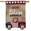 Patriotic Truck Burlap House Flag God Bless America 28" x 40" Briarwood Lane - 2 of 4