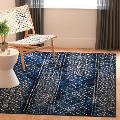 Handmade Black and Silver Synthetic Washable Area Rug, 10' x 14'