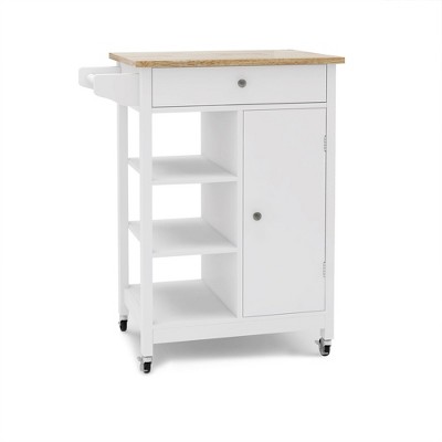 NicBex 1 Drawer Rolling Kitchen Island Cart with 1 Cabinet and 3 Open Shelves,Kitchen Island on Wheels with Towel Rack,Island Table for Kitchen