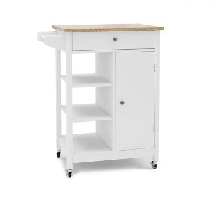 NicBex 1 Drawer Rolling Kitchen Island Cart with 1 Cabinet and 3 Open Shelves,Kitchen Island on Wheels with Towel Rack,Island Table for Kitchen - 1 of 4