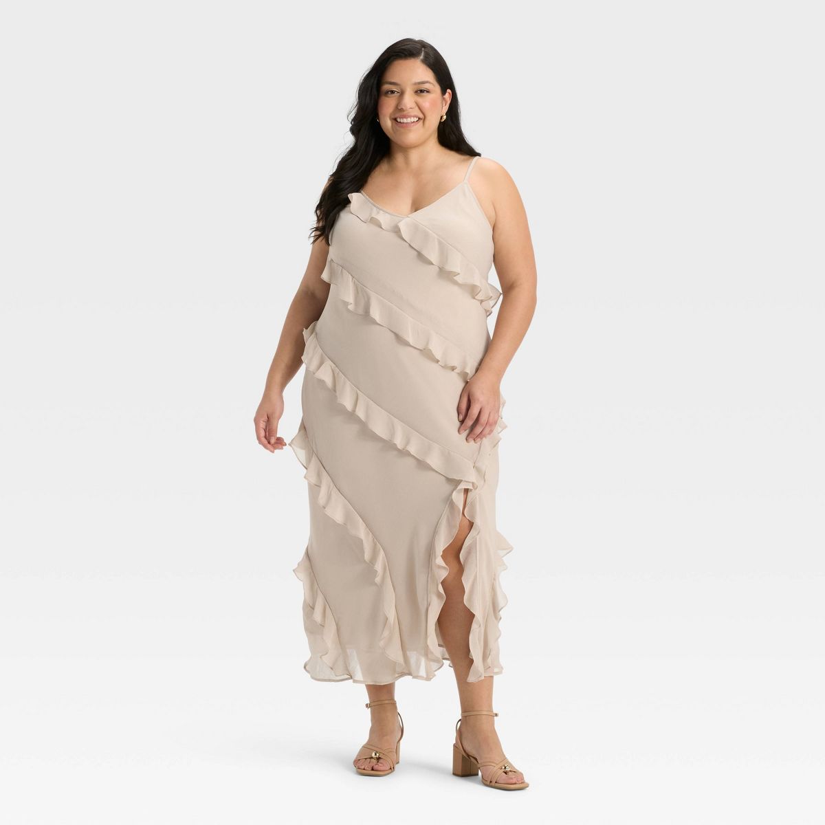Women's Sleeveless Ruffle Maxi Slip Dress - A New Day™ - thumbnail 6