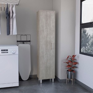 SKRAN 71" H Storage Cabinet , Five Internal Shelves, Three Broom Hangers with strong metal legs and handle - 1 of 4