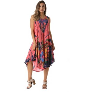 Riviera Sun Tie Dye Summer Dress with Floral Hand Painted Design - 1 of 3