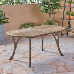 PAGED Modern Outdoor Dining Table Rectangle Patio Dining Table with Sleek Metal Frame for Patio, Lawn, Courtyard - 1 of 4
