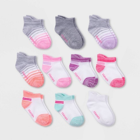 Hanes Toddler Girls' 10pk Heel Shield Athletic Socks - Colors May