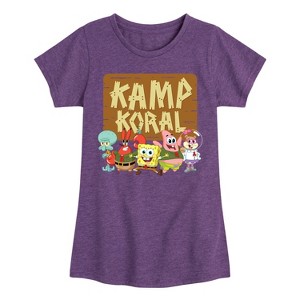 Girls' - SpongeBob SquarePants - Kamp Koral Kamp Koral Group Fitted Short Sleeve Graphic T-Shirt - 1 of 4