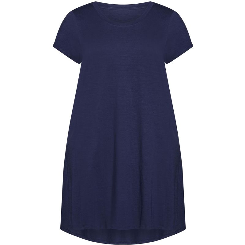 Women's Plus Size Hello Sunshine Plain Dress - navy | ZIM & ZOE, 2 of 4