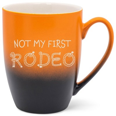 100 North Rope Design 10 Ounce Orange and Black Two Toned Ombre, Comfortably Fits Your Hands, Ceramic Tea Coffee Cup Mug, Not My First Rodeo