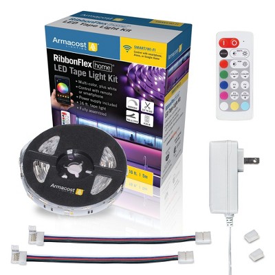 Armacost Lighting RibbonFlex Home 24V RGB+W Multicolor Smart LED Strip Light Kit Cabinet Lights 16'