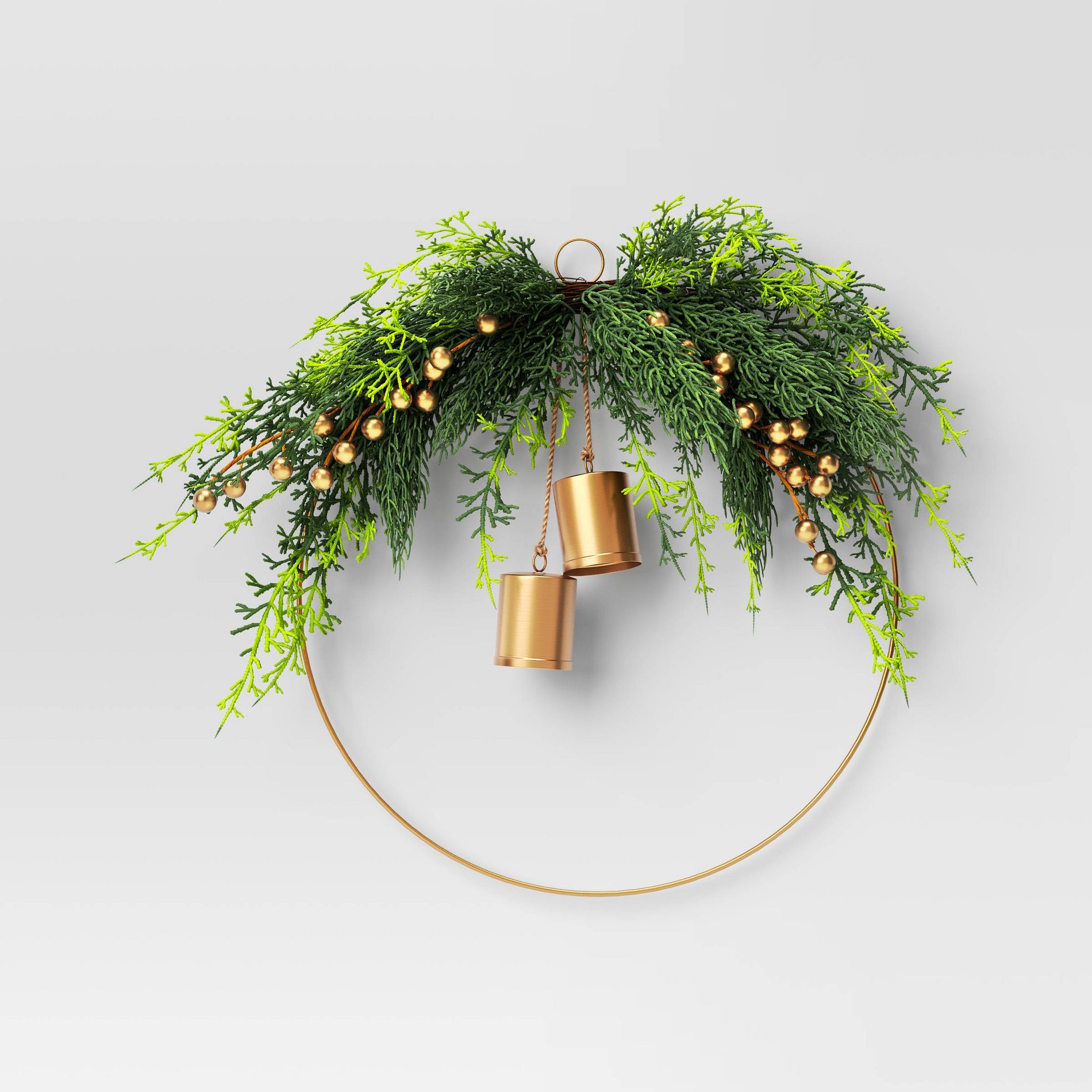 Christmas Hoop Wreath with Gold Bells - Wondershop™