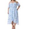 Agnes Orinda Women's Plus Size Cold Shoulder V Neck Short Sleeve Ruffle Floral Maxi Dresses with Side Pockets - 2 of 4