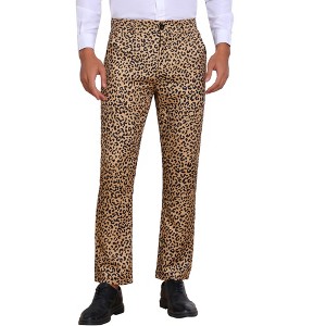 INSPIRE CHIC Men's Formal Night Out Animal Print Leopard Dress Pants - 1 of 4
