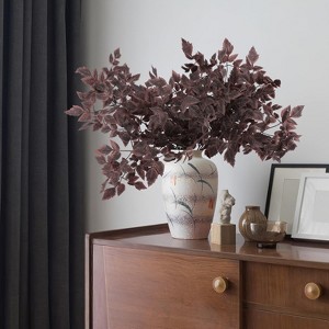4 Pcs Artificial Cimicifuga Leaf Spray, 23 in Faux Burgundy Fall Greenery Branch with Long Stems for Decor Chocolate 23 in - 1 of 4