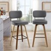 Bekrvio 26"/29" Mid-Century Modern Swivel Bar Stools Set of 1/2/3/4- Faux Leather Upholstered with Back and Bent Wood Legs,Ideal for Kitchen Island - 2 of 4