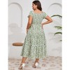 YESFASHION Women Plus Size Maxi Dress Floral Ruffle Summer Dress Short Sleeve Long Dress High Waist Sweethearte Neck Casual Dress - 4 of 4