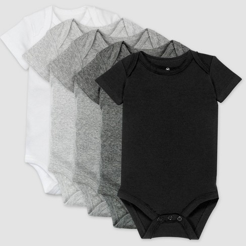 Honest Baby 5pk Organic Cotton Short Sleeve Bodysuit - Gray : Target