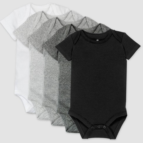 Honest Baby 5pk Organic Cotton Short Sleeve Bodysuit - Gray 12m : Target