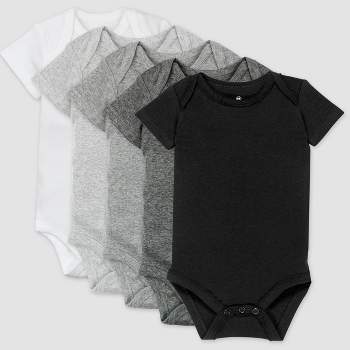 Honest Baby 5pk Organic Cotton Short Sleeve Bodysuit - Gray