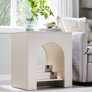 Nightstand with Charging Station, 22" Modern Night Stand with Arched Open Shelf, End Tables for Living Room Bedroom - 1 of 4