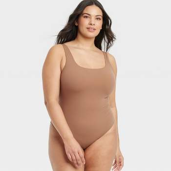 Women's Seamless Fabric Bodysuit - Wild Fable™ Brown 1x : Target