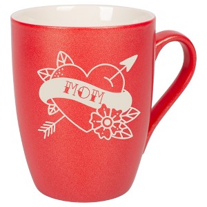 100 North Floral Heart 10 Ounce Crimson Red Metallic Finish, Comfortably Fits Your Hands, New Bone China Coffee Tea Cup Mug, Mom - 1 of 1