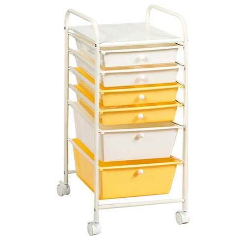 Costway 6 Drawer Rolling Storage Cart Scrapbook Paper Office Organizer Yellow\Black\Clear - image 1 of 4